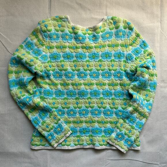 Talbots Zip Cardigan Vintage Y2k Flowers Womens Petite Medium - Picture 2 of 6